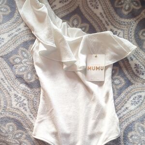 Show Me Your MuMu White Ruffle One Piece Bodysuit